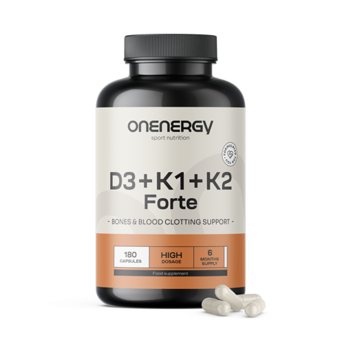 Vitamins D3 + K1 + K2 FORTE, 180 capsules