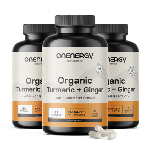 3x Organic Turmeric and Ginger, total 270 capsules